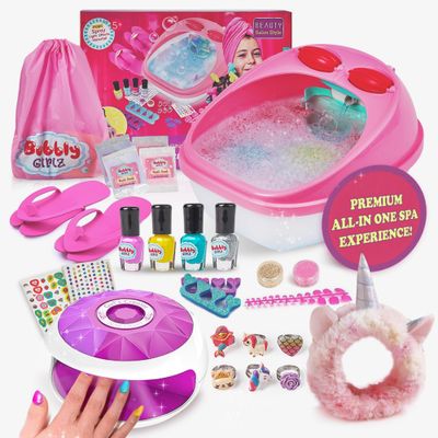 Kids Spa Day Kit for Girls - 42 Piece Set with Waterfall Foot Spa - Perfect Spa Kit for Girls Ages 5, Fun Pedicure and Party Supplies, Ideal for Girls Ages 6 7 8 9 10-12