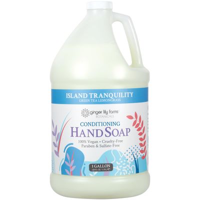 Ginger Lily Farms Botanicals All-Purpose Liquid Hand Soap Refill, Island Tranquility, 100 Vegan &amp; Cruelty-Free, Green Tea Lemongrass Scent, 1 Gallon (128 fl oz)