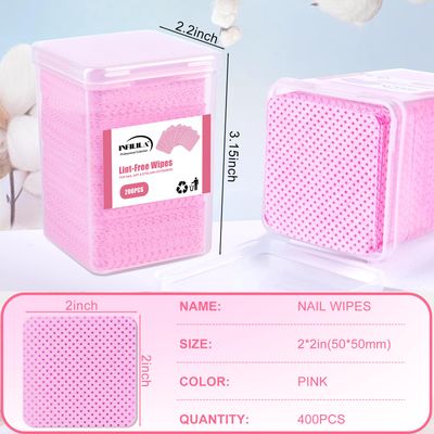 NXJ INFILILA Lint Free Nail Wipes, 400PCS Nail Supplies Dry Nail Wipes for Nail Polish Remover, Eyelash Extension Glue Lint Free Wipes Non-Woven Fabric Nail Cleaning Pads Salon Stuff (A-400PCS)