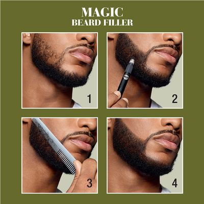 SoftSheen-Carson Magic Grooming Beard Filler Pencil Brush for Men, Waterproof, Fill in Patchy Beard & Cover Greys, Natural Black Shade, Black, 0.05 Fl Oz