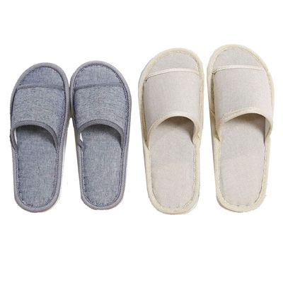 6 Pair of Open Toe Breathable Slippers,Solid Color Casual Slippers,Spa Slippers for Guests, Hotel, Travel, Unisex Universal Size Washable (3 beige medium size3 gray large size)