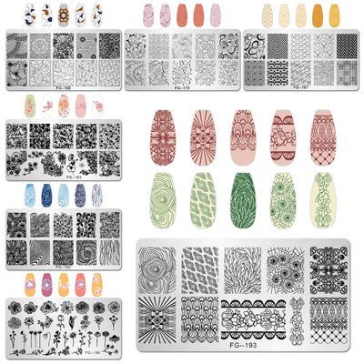 AddFavor Nail Stamper Kit 7pcs Nail Stamping Plates Geometric Mandala Flower Nail Stencils with 2 Stamp and 2 Scraper for Home Salon Manicure Design Supplies Tools