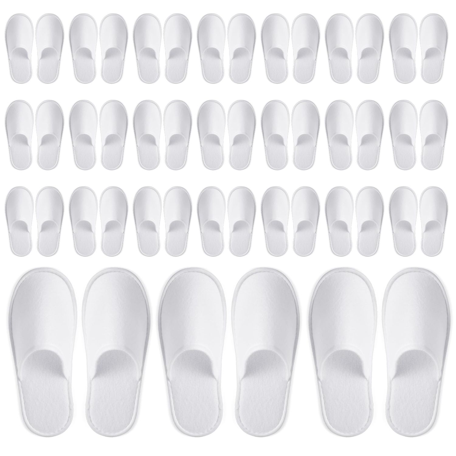 Juvale 24 Pairs Disposable House Slippers for Guests - Bulk Slipper Pack for Hotel, Spa, Travel, Shoeless Home, White Closed Toe (US Men Size 10, Women 11)