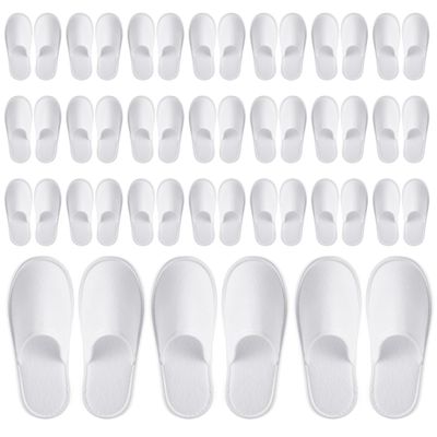 Juvale 24 Pairs Disposable House Slippers for Guests - Bulk Slipper Pack for Hotel, Spa, Travel, Shoeless Home, White Closed Toe (US Men Size 10, Women 11)