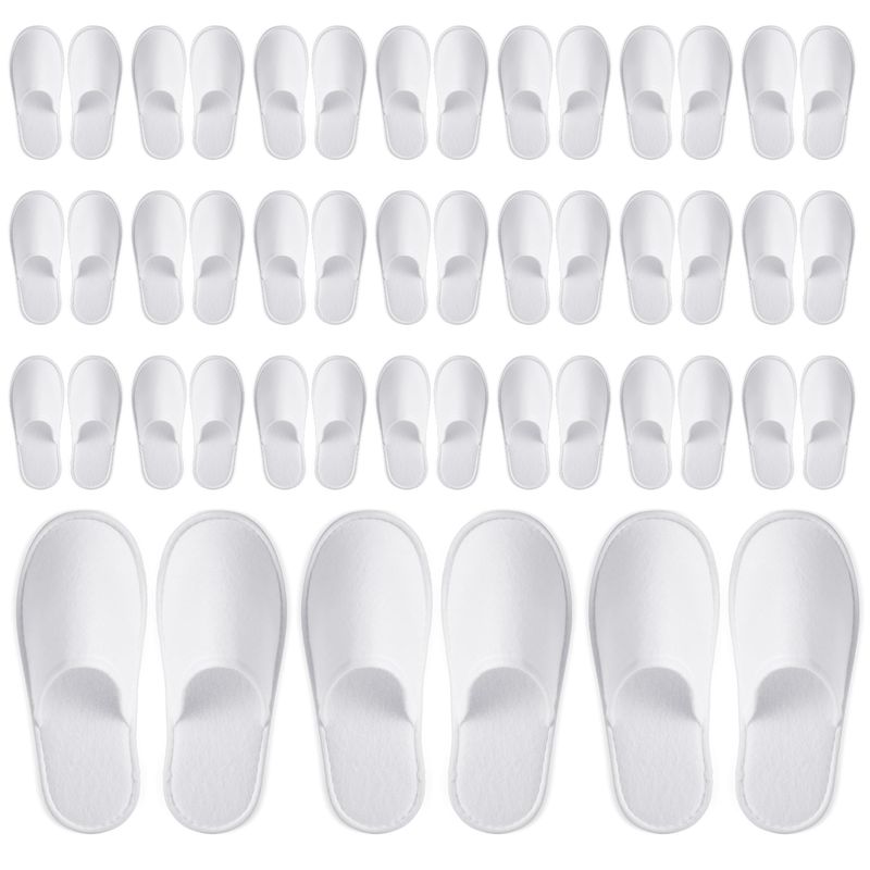Juvale 24 Pairs Disposable House Slippers for Guests - Bulk Slipper Pack for Hotel, Spa, Travel, Shoeless Home, White Closed Toe (US Men Size 10, Women 11)