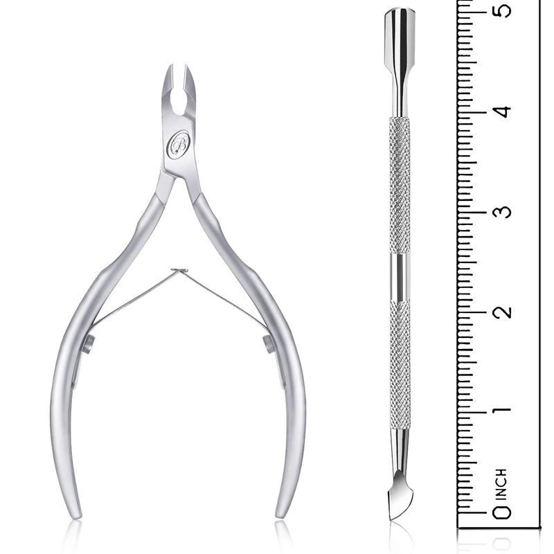 Cuticle Nipper with Cuticle Pusher-Professional Grade Stainless Steel Cuticle Remover &amp; Cutter-Durable Manicure and Pedicure Tool-Beauty Tool Perfect for Fingernails and Toenails
