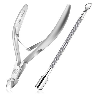 Cuticle Nipper with Cuticle Pusher-Professional Grade Stainless Steel Cuticle Remover &amp; Cutter-Durable Manicure and Pedicure Tool-Beauty Tool Perfect for Fingernails and Toenails