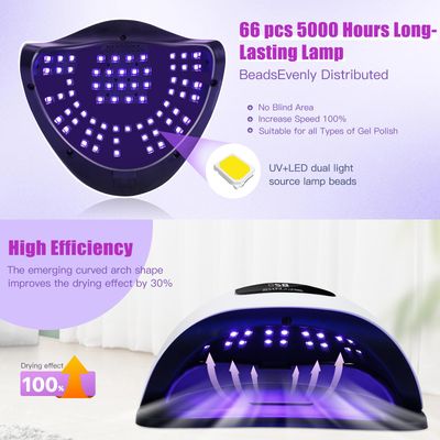 Wisdompark 320W UV LED Nail Lamp, Nail Dryer for Gel Polish with 66Pcs Lamp Beads and Automatic Sensor/4 Timer Setting Professional Nail Art Tools (Black)