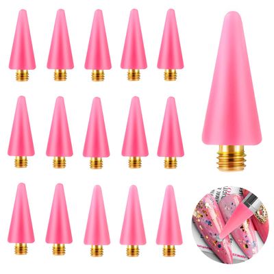 Lusofie 16Pcs Nail Rhinestones Picker Replacement Wax Head Tips Rhinestone Picker Tool Wax Tip for Nail Dotting Pen to Pick Up Nail Gem Jewelry(Pink)