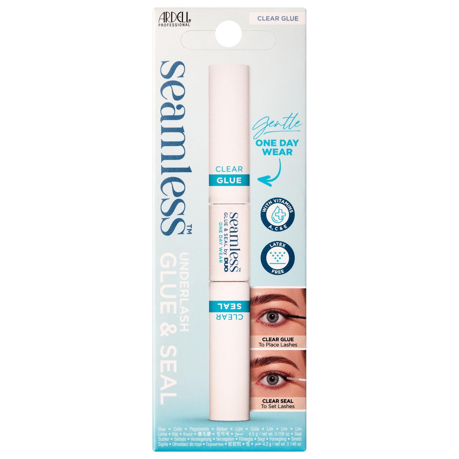 Ardell Seamless Under Lash Clusters Glue &amp; Seal - Clear, Lash Glue for Cluster Lashes, Long Lasting Hold Eyelash Glue with Vitamins A, C, E, 4.2 g, 1-Pack