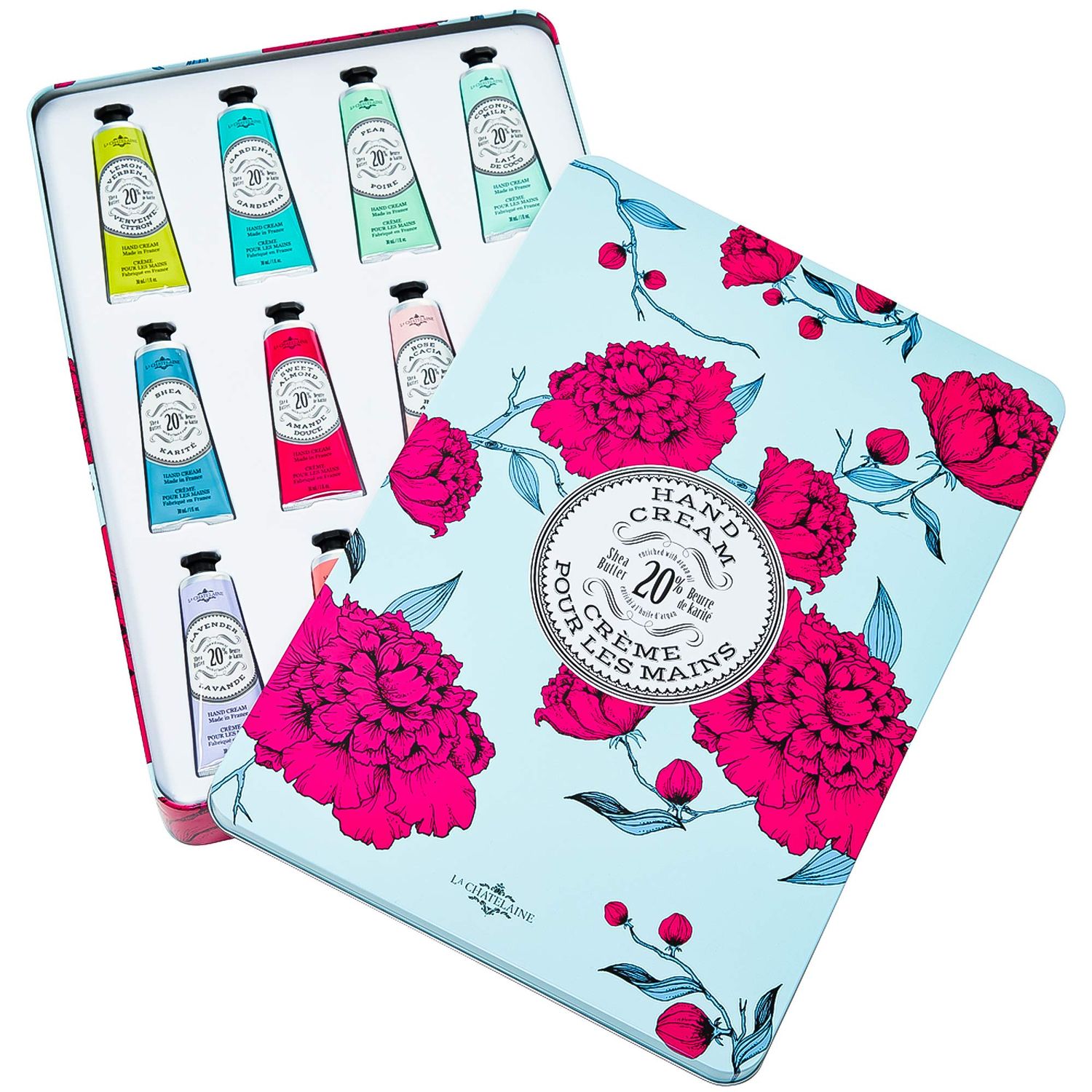 La Chatelaine Deluxe Hand Cream Gift Set Tin | Mothers Day Gift Ideas | Mom Gifts | Oprahs Favorite Things | 20 Organic Shea Butter Formula | Made in France | Natural and Organic Lotion (12 x 1 oz)