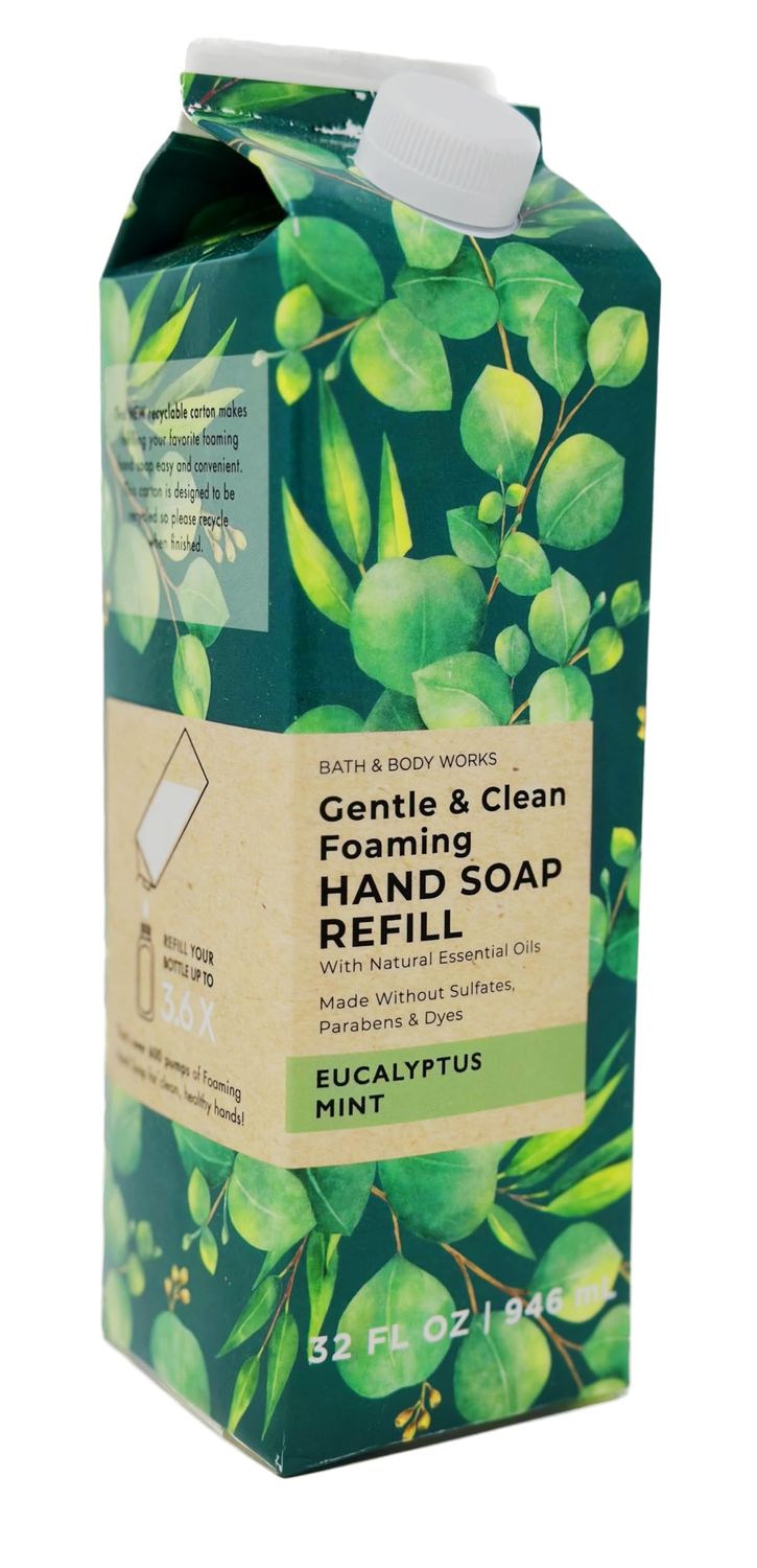 Bath and Body Gentle Foaming Hand Soap Refill - XL Size - 32 oz Compatible with all Bath &amp; Body Works Gentle Foaming Hand Soap Bottles (Eucalyptus Mint)