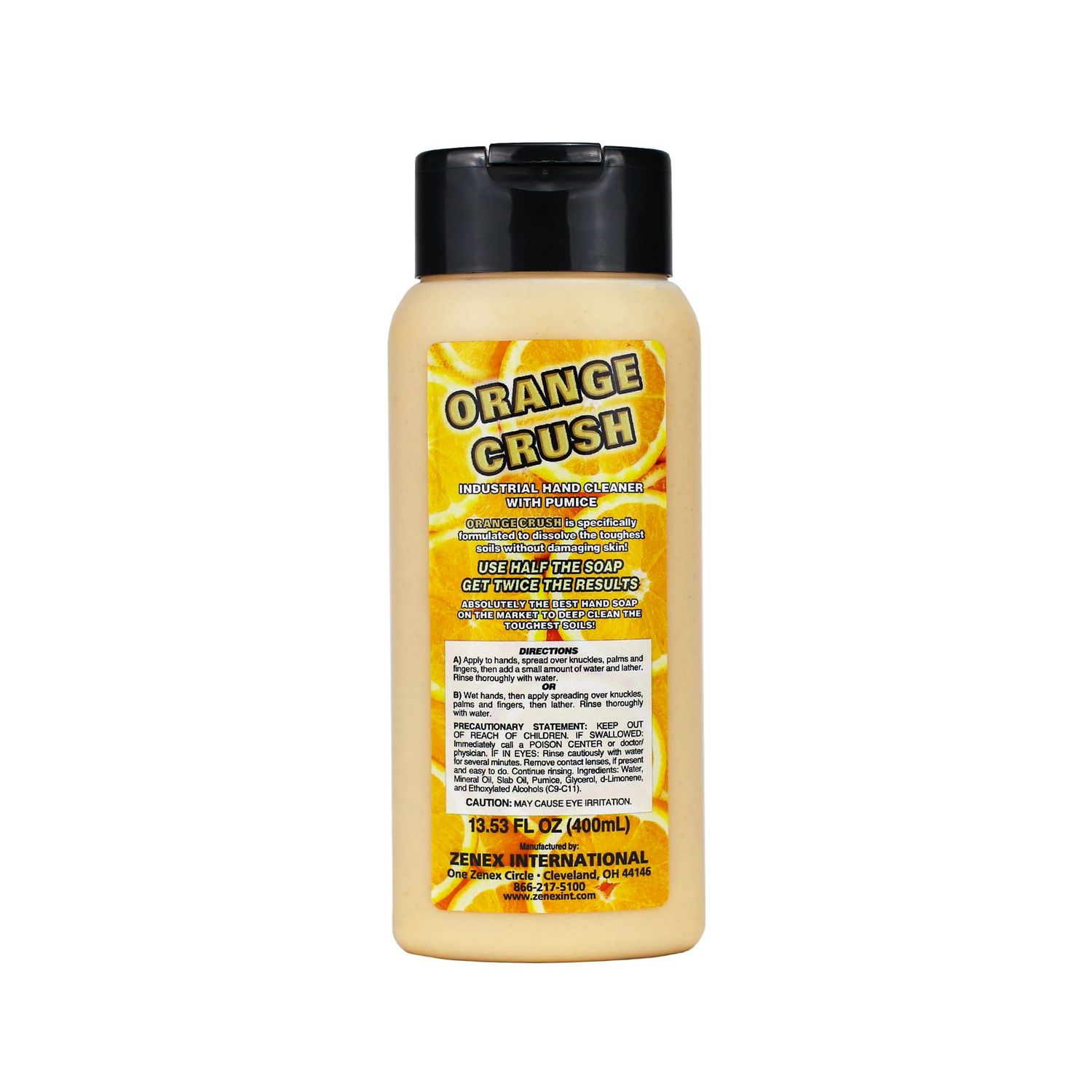 Zenex Orange Crush Hand Soap with Pumice and Skin Conditioners - Industrial Hand Cleaner | Citrus Crme Scent | Dissolve Tough Soils | Does Not Dry Out Skin | 400 ml (1-Pack)