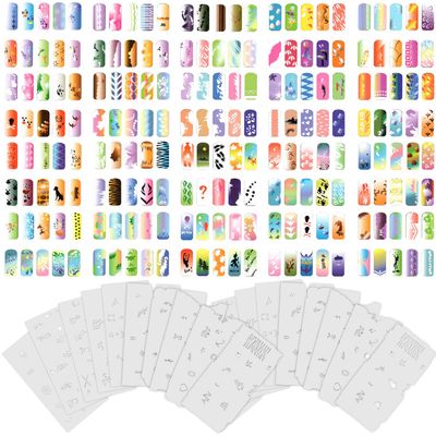 Custom Body Art Airbrush Nail Stencils - Design Series Set 9 Includes 20 Individual Nail Art Template Sheets with 15 Designs Each for a Total 300 Patterns