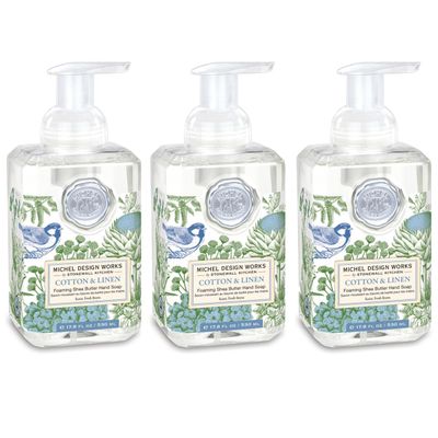 Michel Design Works Cotton &amp; Linen 3-PACK Foaming Hand Soaps, 17.8 fl oz each