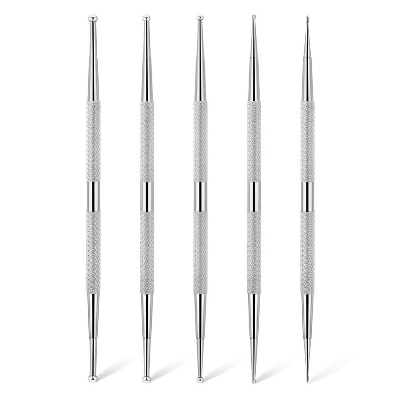 5Pcs Dotting Tools for Nail Art 2 Way Dotting Pen Tool Nail Art Tip Stainless Steel Dot Paint Pens Manicure kit Nail Art Tools Dotting Tools