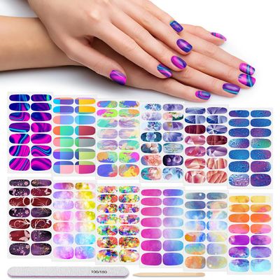 DANNEASY 12 Sheets Self-Adhesive Nail Polish Strips - Full Wraps for Women and Girls - Gel Stickers With Graffiti Gradient Starry Sky Design - Accessories