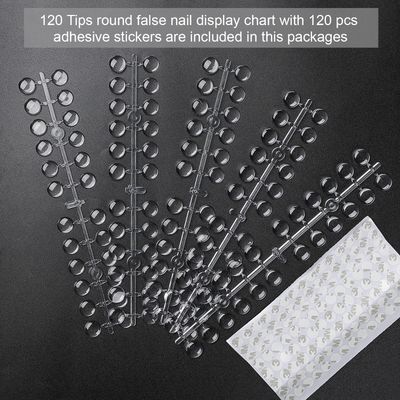 JASSINS 120pcs Color Display Tips, Clear Nail Art Display Chart Nail Polish Swatches Dots with Adhesive Sticker for Nail Polish