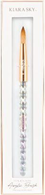 Kiara Sky Acrylic Brush | 100 Pure Kolinsky | Crystal Cut Handle and Acetone Resistant| 8 - Clear