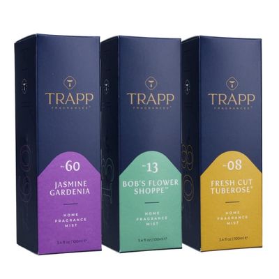 Trapp 3.4 FL Oz Floral Favorites Variety Fragrance Mist, Set of 3 - Includes No. 60 Jasmine Gardenia, No. 13 Bobs Flower Shoppe, and No. 8 Fresh Cut Tuberose, Scented Room Spray
