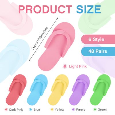 Geyoga 48 Pairs Disposable Pedicure Slippers Foam Disposable Multi Color Spa Flip Flops Pedicure Shoes for Women Salon Nail Spa(Colorful)