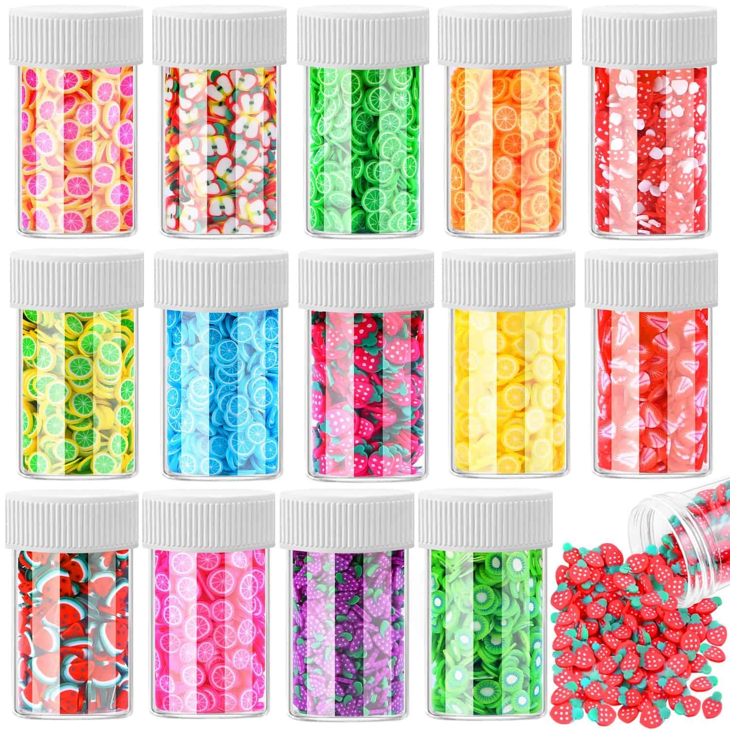 Acejoz 12000 Pcs 15 Styles Assorted Fimo Slices for DIY Slime, Nail Art, Lip Gloss &amp; Cellphone Decorations