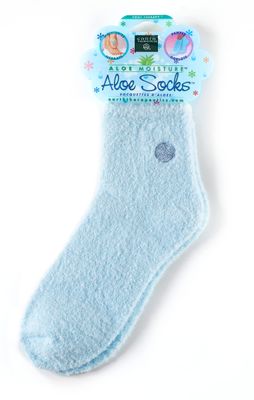 Earth Therapeutics Aloe Socks - Infused w/Natural Aloe Vera &amp; Vitamin E - Helps Dry Feet, Cracked Heels, Calluses, Rough Skin, Dead Skin - Use w/Your Favorite Lotions - 1 Pair (Blue)