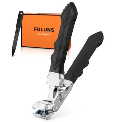 Angled Head Nail Clippers for Seniors Thick Nails, Toenail Clippers with Catcher Wide Opening Heavy Duty Toe Nail Clippers for Men with Safety Lock Fingernail Clipper Nail Cutter Gifts for Men Women