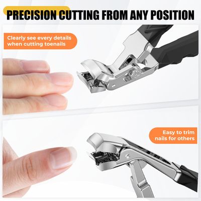 Angled Head Nail Clippers for Seniors Thick Nails, Toenail Clippers with Catcher Wide Opening Heavy Duty Toe Nail Clippers for Men with Safety Lock Fingernail Clipper Nail Cutter Gifts for Men Women