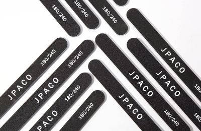 12-Pack Professional Nail Files: Double-Sided 180/240 Grit Emery Boards for Natural, Acrylic, Poly, and Gel Nails - Washable Black Manicure Tools Set by JPACO