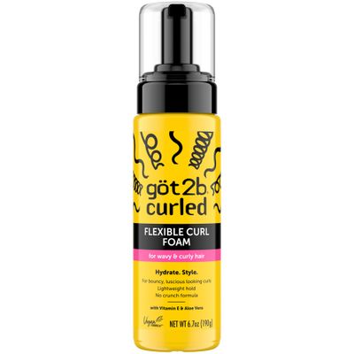 gt2b Curled Flexible Curl Foam, 6.7oz, for type 2-3 curls, wavy &amp; curly hair, for bouncy curls, lightweight hold, no crunch formula