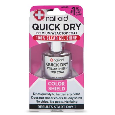 Nail-Aid Quick Dry Glass Shine Top Coat, Long Wear, Scratch Resistant Color, Clear, 0.55 Fl Oz