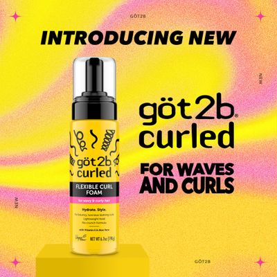gt2b Curled Flexible Curl Foam, 6.7oz, for type 2-3 curls, wavy &amp; curly hair, for bouncy curls, lightweight hold, no crunch formula