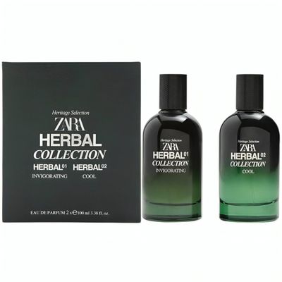 Zara Herbal Collection 01 02 Cologne for Men Fragrance Set EDP Eau De Parfum 2x 100 ML (3.4 FL OZ)