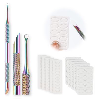 Pre-Treatment Cuticle Pusher, ASTONFOG Dual Ended Cuticle Remover Russian Prep Nail Pushers 100/180 Grit Sandpaper Sheets for Fingernails Toenails Manicure Pedicure Nail Art Care Tools