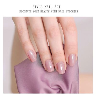 JMEOWIO Gel Nail Stickers Cream Pink Semi Cured Gel Nail Strips Wraps UV/LED Nails Art Design Decoration Accessories