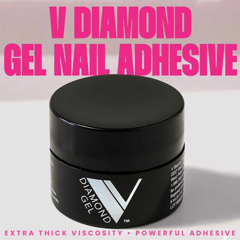 V Beauty Pure Diamond Gel Nail Art Adhesive - Long-Lasting 3D Rhinestone Glue - High Gloss Soak-Off Led &amp; UV Nail Glue for Crystal Pedicures &amp; Manicures, Salon &amp; Home DIY, 5 ml