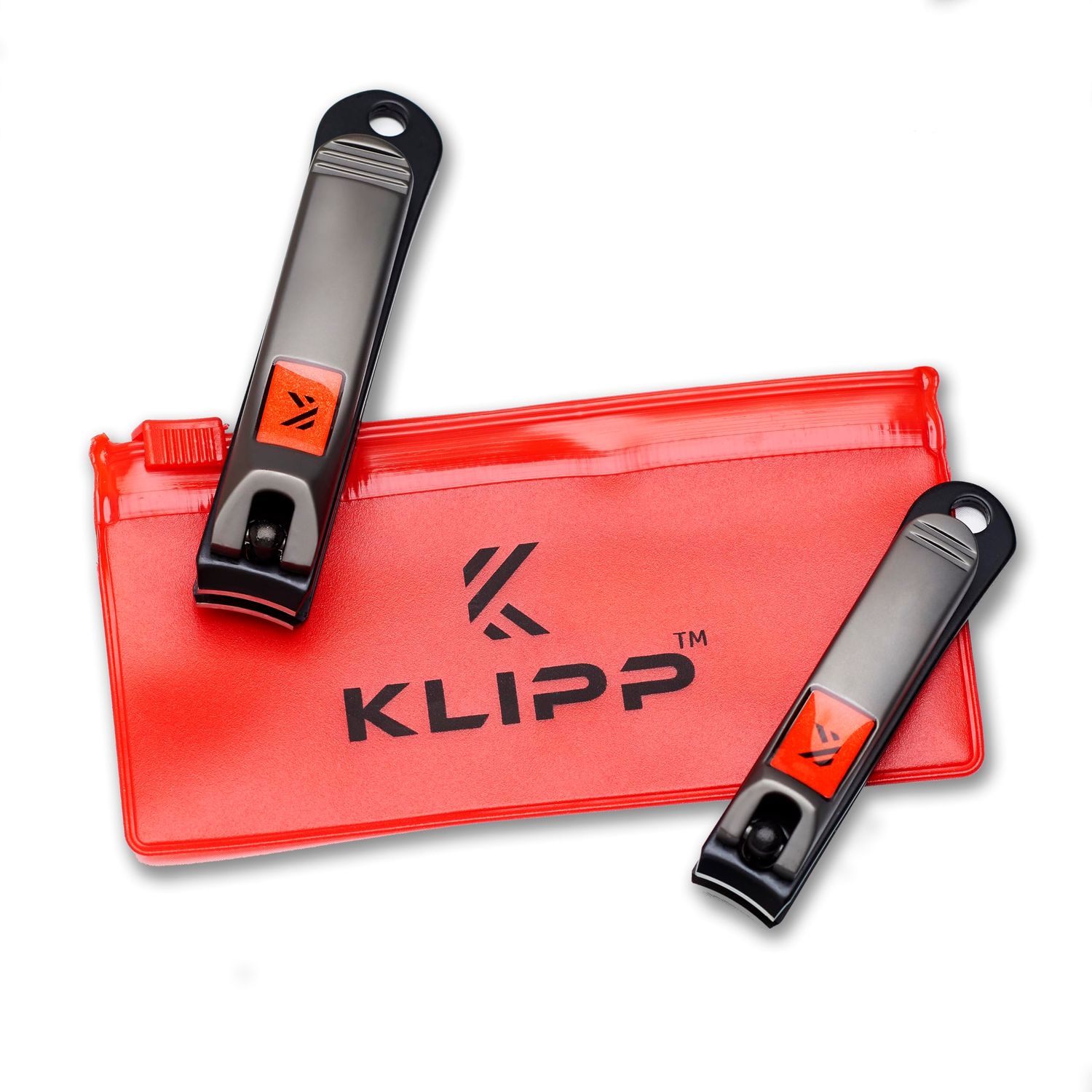 Nail Clipper Set for Men and Women, KLIPP Arched Zinc Alloy Nail Clippers with Built in Fingernail Files on Non-Slip Levers - Trim and Shape Finger and Toe Nails with Travel Nail Care Kit