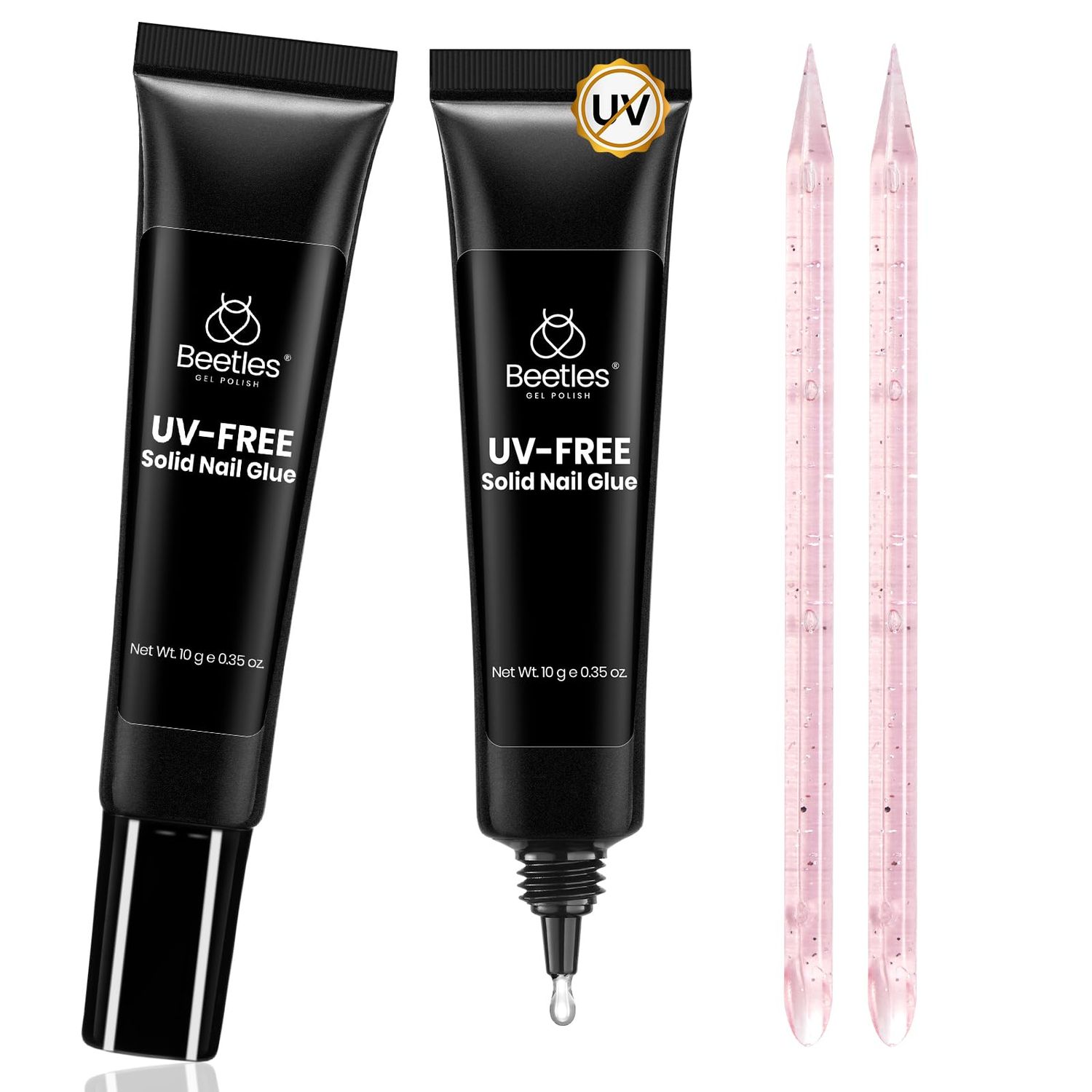 Beetles Super Strong Nail Glue for Press On Nails, 2pcs No Uv Lamp Needed, Quick Drying, Long Lasting, Semi Solid Nail Glue Fake Acrylic Nail Kit
