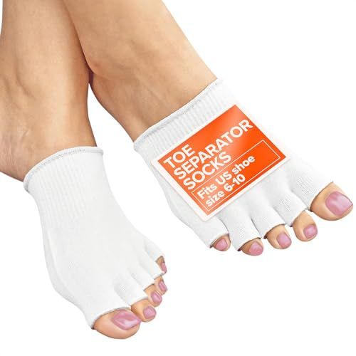 Gel Toe Separator Socks for Women - Pain Relief, Comfortable for Bedtime, Gel Toe Separators for Women Pedicure &amp; Moisturizing, Fits US Sizes 6-10, Soft Cotton, Long-Lasting Design