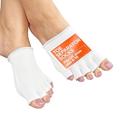 Gel Toe Separator Socks for Women - Pain Relief, Comfortable for Bedtime, Gel Toe Separators for Women Pedicure &amp; Moisturizing, Fits US Sizes 6-10, Soft Cotton, Long-Lasting Design