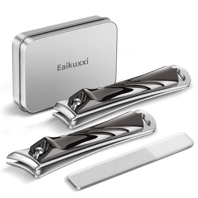 Eaikuxxi Nail Clipper Set, Premium Sharp Toenail Clippers &amp; Fingernail Clipper, Nail Cutter, Nail Clippers for Adult Men Women Seniors, Black