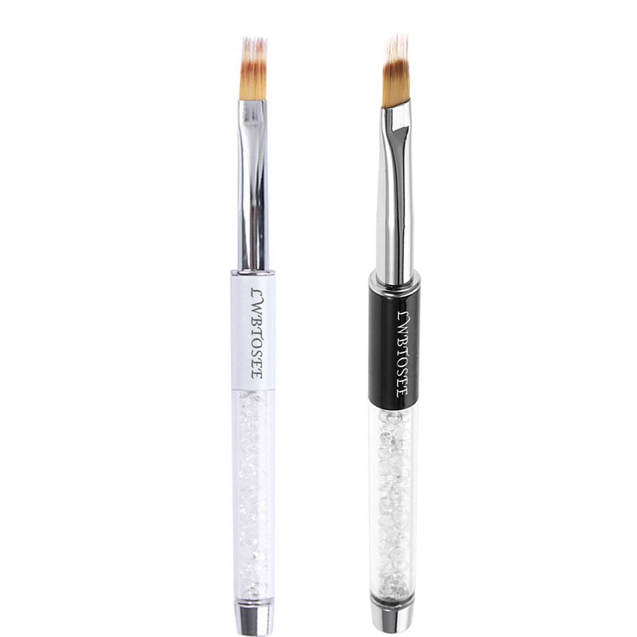 LWBTOSEE 2pcs Ombre Nail Brush for Nail Art Gradient Painting Rhinestone Handle Drawing UV Gel Pen Manicure Nail Art Brush Tool (Black&amp;White)