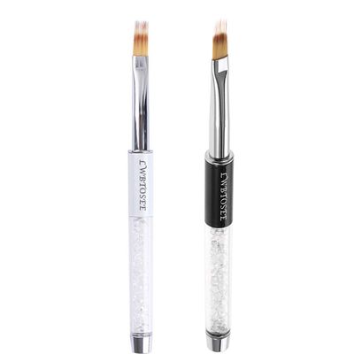 LWBTOSEE 2pcs Ombre Nail Brush for Nail Art Gradient Painting Rhinestone Handle Drawing UV Gel Pen Manicure Nail Art Brush Tool (Black&amp;White)