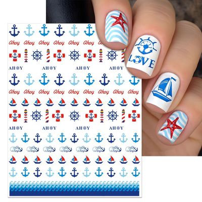 IDDFEVE Summer Nail Art Stickers - Tropical Beach Flamingo Palm Tree Self-Adhesive Nail Decals for DIY Anchor Manicure (6 Sheets)