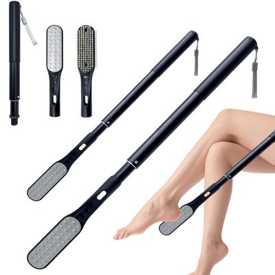 Toe Gap Cleaning Brush, 18.82-25.98 Telescopic Toe Scrubber Brush Long Handle, Replaceable Exfoliating Dead Skin,Shower Feet Cleaner for Women and Men, Elderly,Arthritic Hands