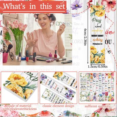 Lothee 50 Pc Christian Gifts Bulk for Women Bible Verse Nail File Double Sided Emery Board Scripture Flower Manicure Tool for Easter Mothers Day Graduation Church Religious Supply (Flower)