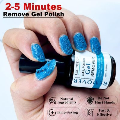 Gel Nail Polish Remover-2pcs with Nail Steel Pusher, Scraper and 2 Pieces Nail File, Quickly Remove Gel Polish in 2-5 Minutes at Home, No Need to Wrap and Soak