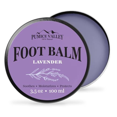 Pumice Valley Foot Balm Cream for Dry Cracked Heels and Feet - Natural Foot Moisturizer Balm for Calluses and Dry Feet Treatment - Lavender Foot Lotion 3.5 Oz