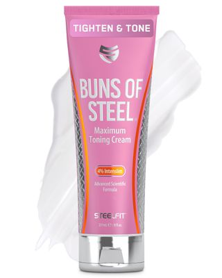 SteelFit Maximum Toning Cellulite Cream, Buns of Steel - Skin Firming &amp; Tightening Body Lotion with Caffeine for Stretch Marks - Anti-Cellulite Remover Treatment for Booty, Thighs, Legs &amp; Glutes